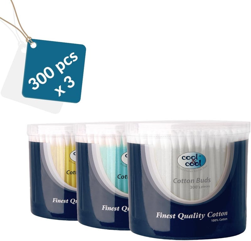 Cool & Cool Cotton Buds - Pack of 3 (3 x 300 Count) - Image 1